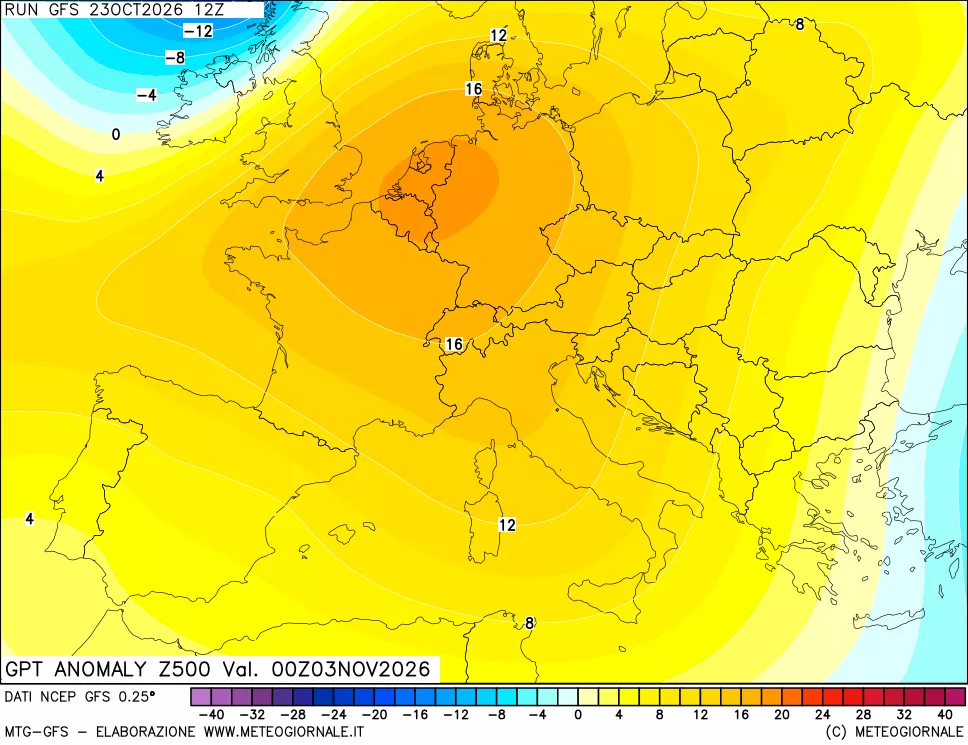 mappa 500 hPa GPT Anomaly vs Cli.No 1981-2010