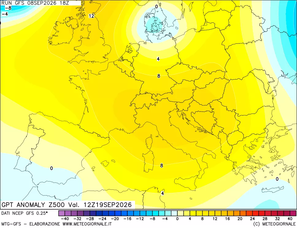 mappa 500 hPa GPT Anomaly vs Cli.No 1981-2010
