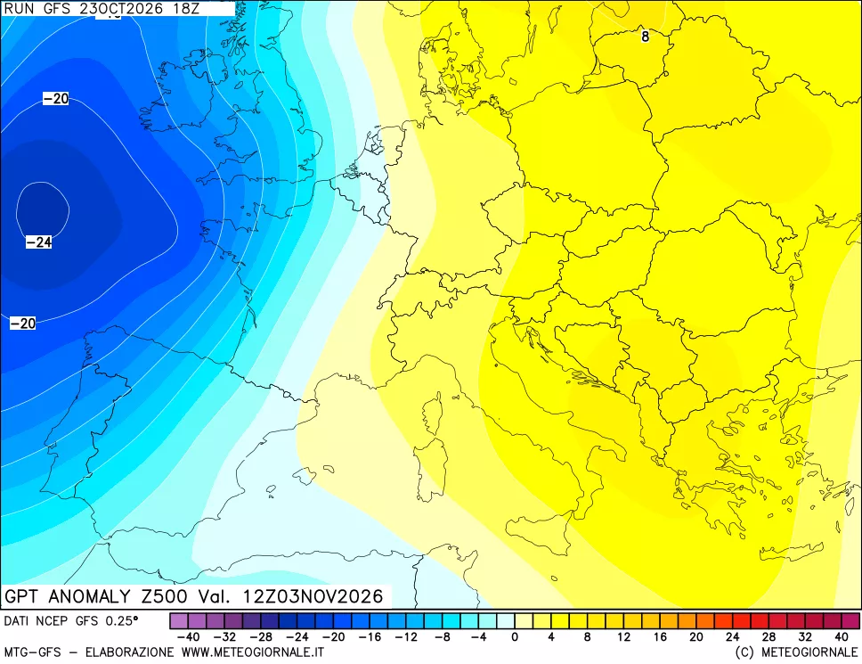 mappa 500 hPa GPT Anomaly vs Cli.No 1981-2010