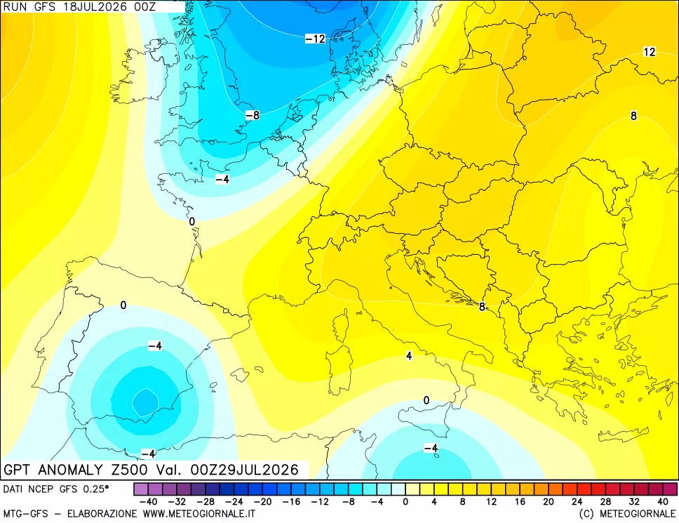 mappa 500 hPa GPT Anomaly vs Cli.No 1981-2010