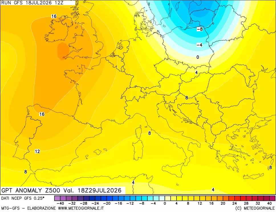 mappa 500 hPa GPT Anomaly vs Cli.No 1981-2010