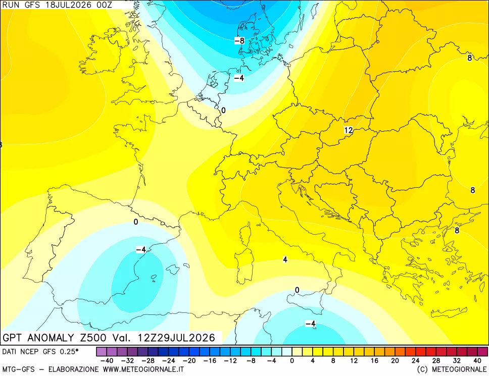 mappa 500 hPa GPT Anomaly vs Cli.No 1981-2010