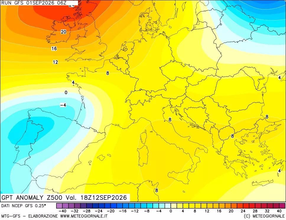 mappa 500 hPa GPT Anomaly vs Cli.No 1981-2010
