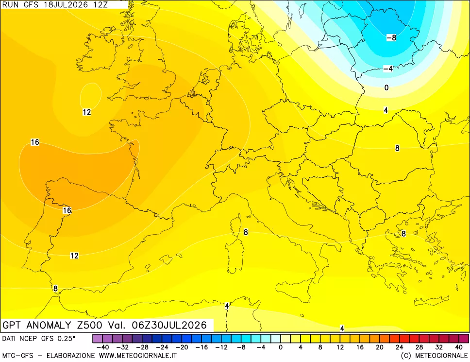 mappa 500 hPa GPT Anomaly vs Cli.No 1981-2010