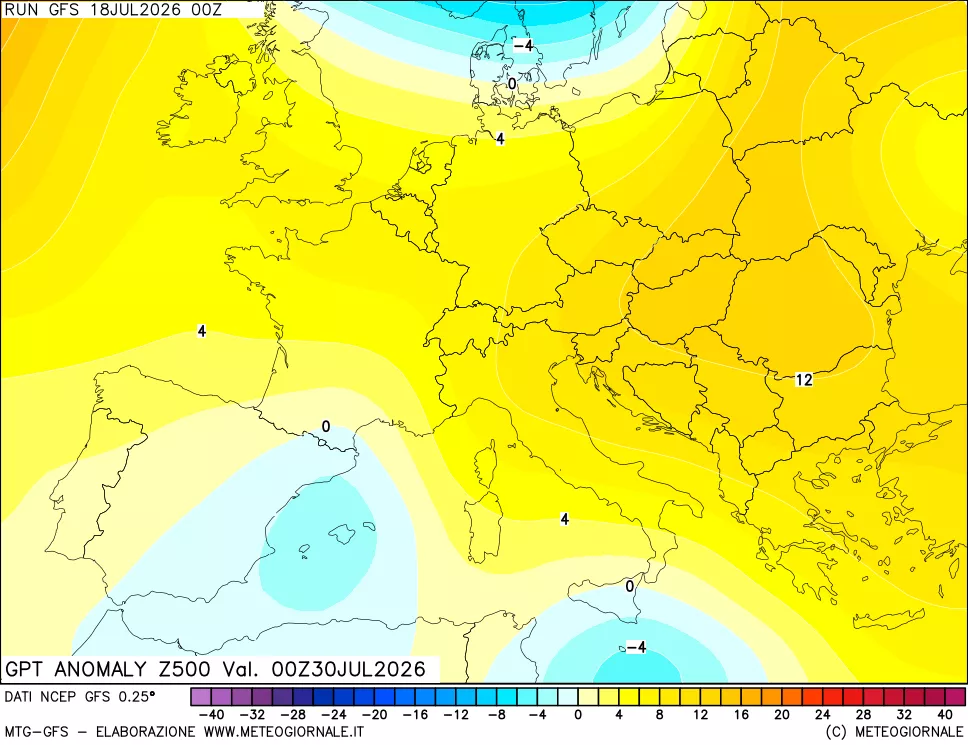 mappa 500 hPa GPT Anomaly vs Cli.No 1981-2010