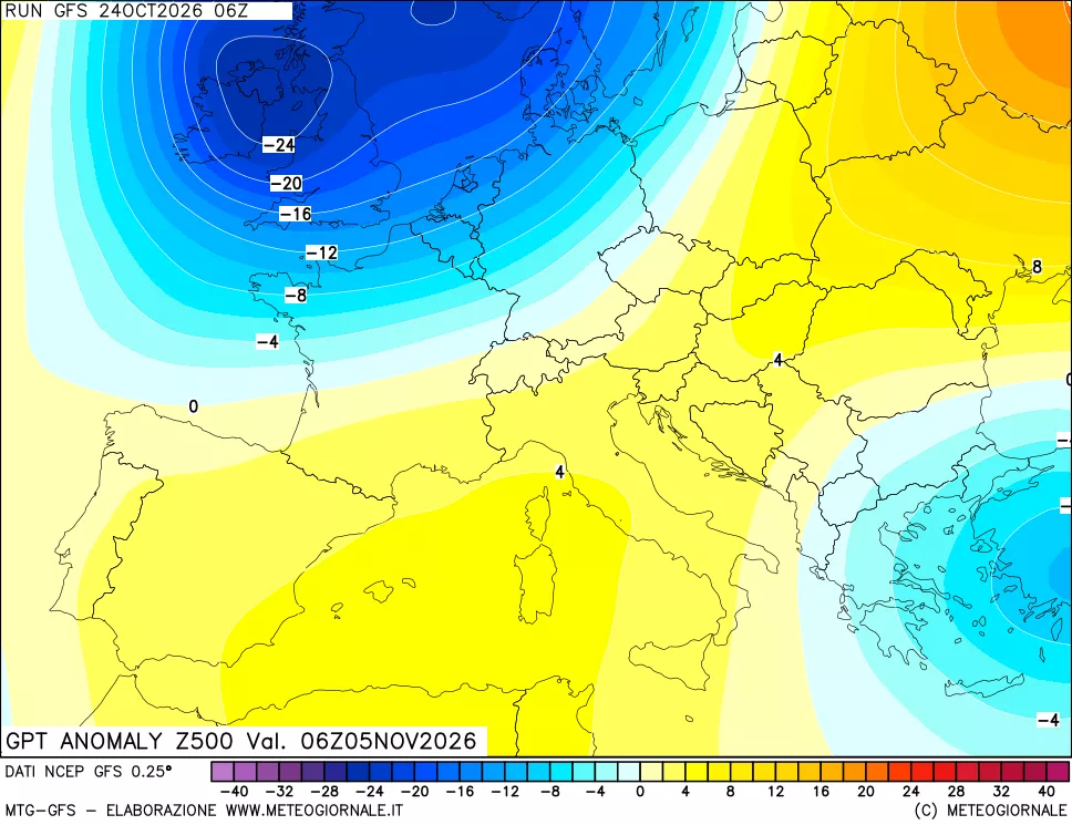mappa 500 hPa GPT Anomaly vs Cli.No 1981-2010