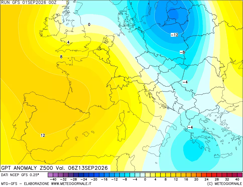mappa 500 hPa GPT Anomaly vs Cli.No 1981-2010