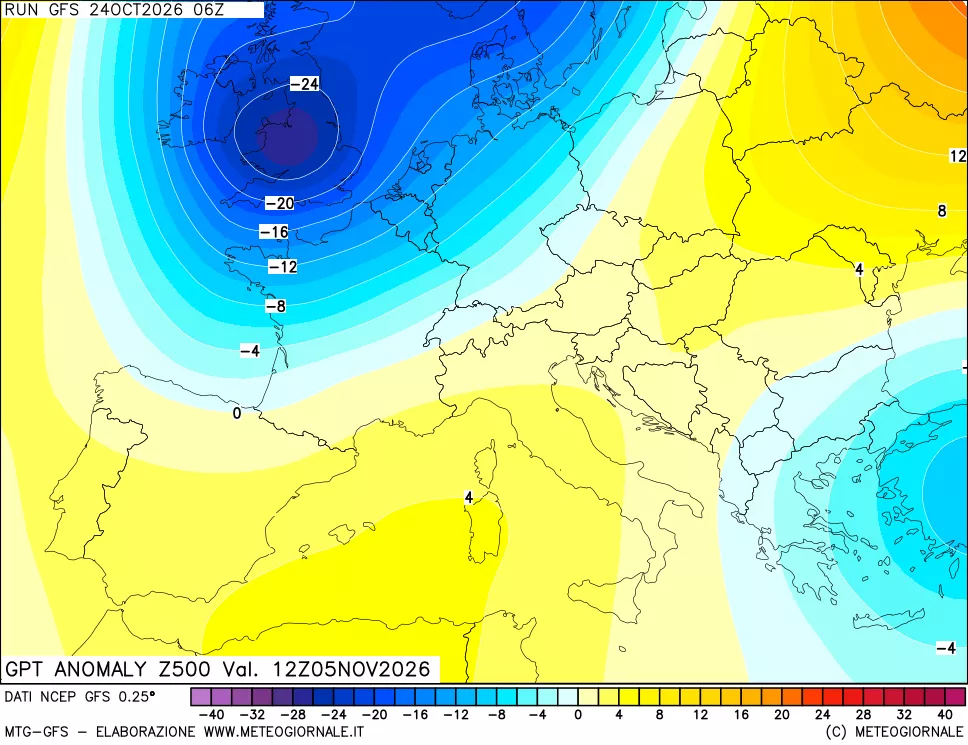 mappa 500 hPa GPT Anomaly vs Cli.No 1981-2010