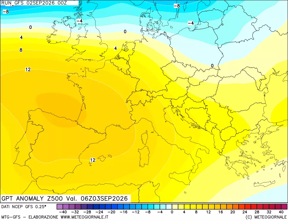 mappa 500 hPa GPT Anomaly vs Cli.No 1981-2010