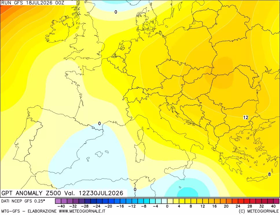 mappa 500 hPa GPT Anomaly vs Cli.No 1981-2010