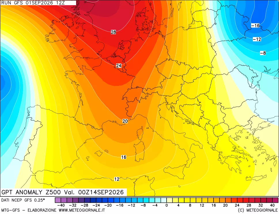 mappa 500 hPa GPT Anomaly vs Cli.No 1981-2010