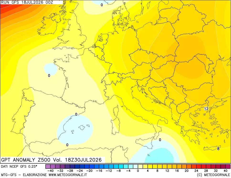 mappa 500 hPa GPT Anomaly vs Cli.No 1981-2010