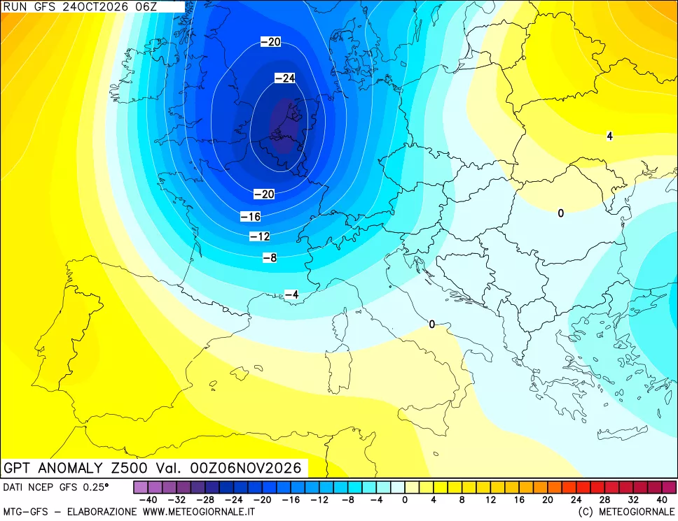 mappa 500 hPa GPT Anomaly vs Cli.No 1981-2010