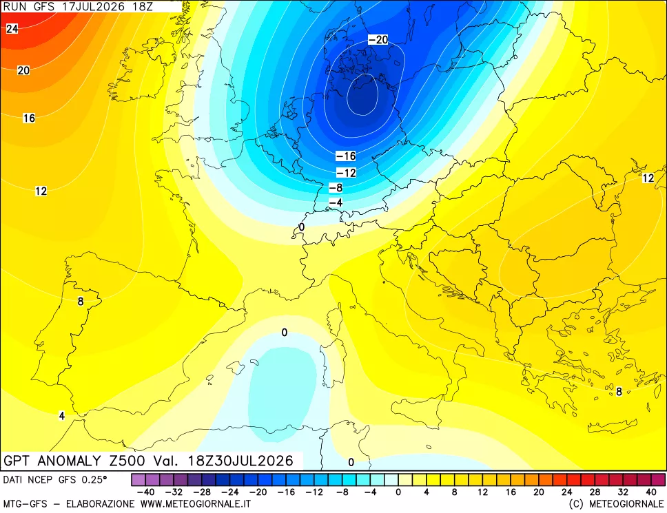 mappa 500 hPa GPT Anomaly vs Cli.No 1981-2010