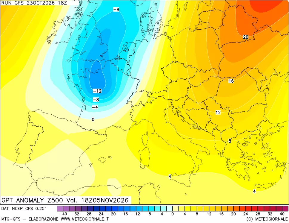 mappa 500 hPa GPT Anomaly vs Cli.No 1981-2010