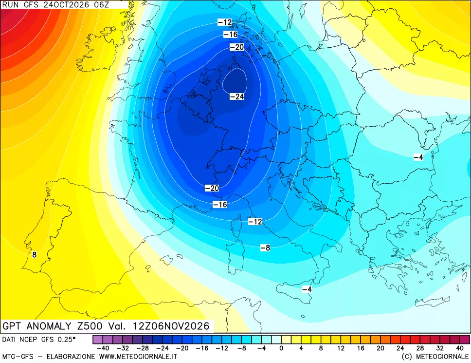 mappa 500 hPa GPT Anomaly vs Cli.No 1981-2010