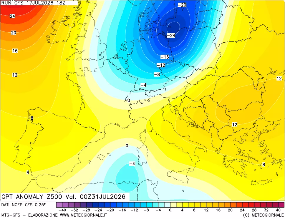 mappa 500 hPa GPT Anomaly vs Cli.No 1981-2010