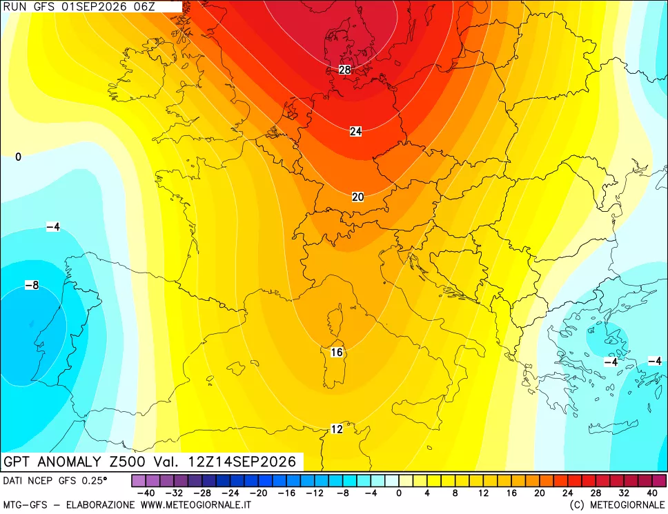 mappa 500 hPa GPT Anomaly vs Cli.No 1981-2010