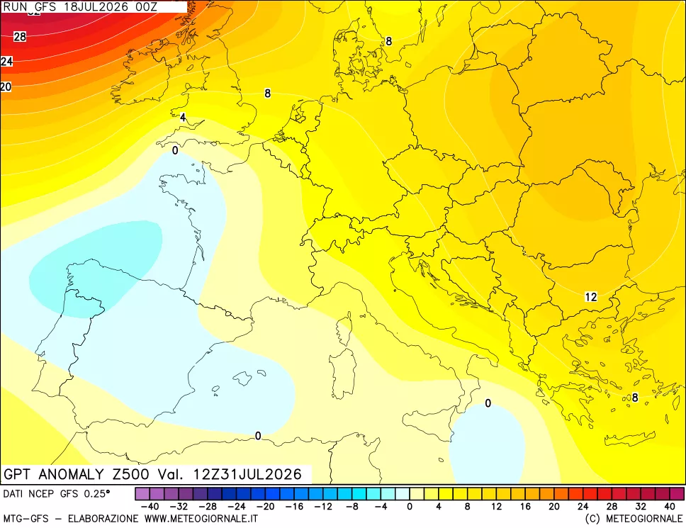 mappa 500 hPa GPT Anomaly vs Cli.No 1981-2010