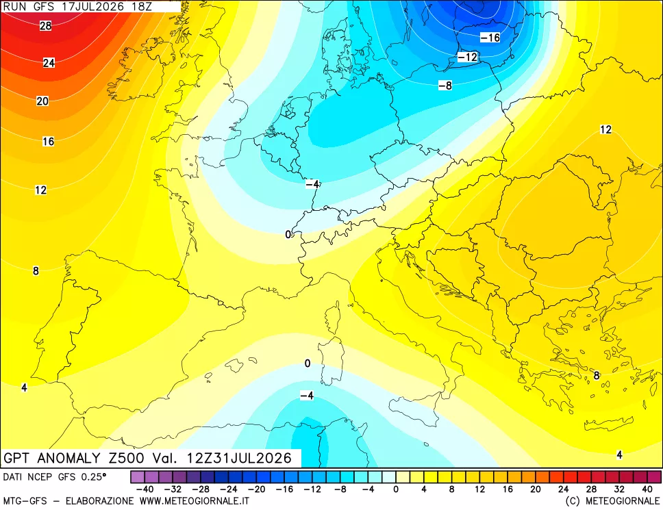 mappa 500 hPa GPT Anomaly vs Cli.No 1981-2010