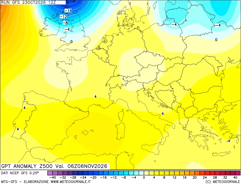 mappa 500 hPa GPT Anomaly vs Cli.No 1981-2010