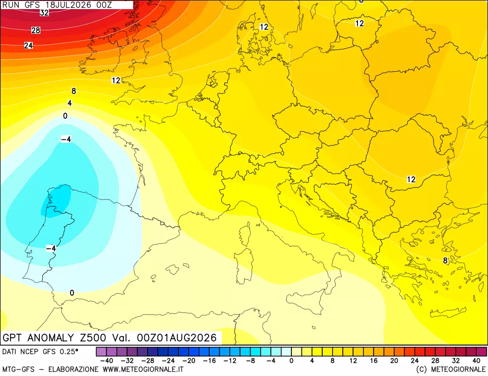 mappa 500 hPa GPT Anomaly vs Cli.No 1981-2010