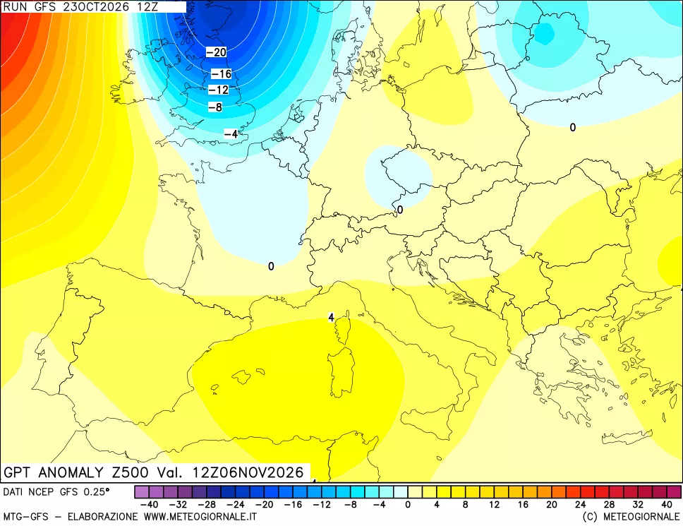 mappa 500 hPa GPT Anomaly vs Cli.No 1981-2010