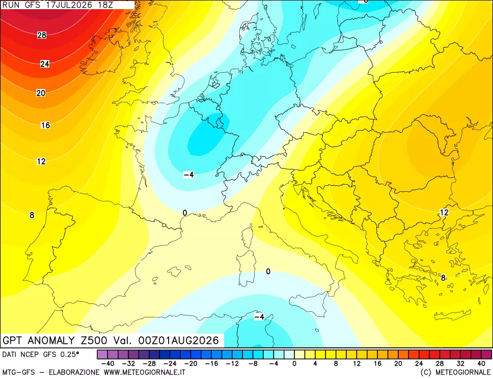 mappa 500 hPa GPT Anomaly vs Cli.No 1981-2010
