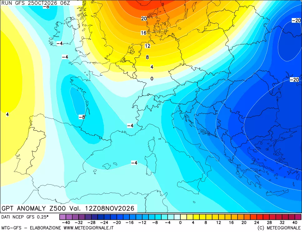 mappa 500 hPa GPT Anomaly vs Cli.No 1981-2010