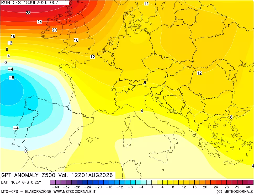 mappa 500 hPa GPT Anomaly vs Cli.No 1981-2010