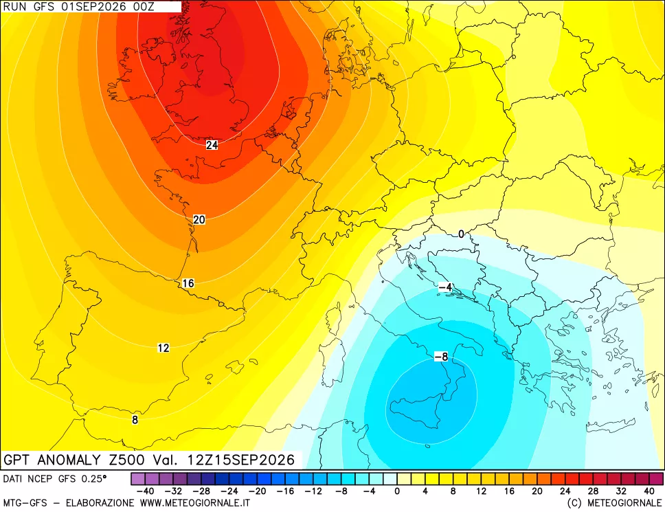 mappa 500 hPa GPT Anomaly vs Cli.No 1981-2010