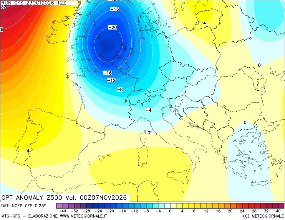 mappa 500 hPa GPT Anomaly vs Cli.No 1981-2010