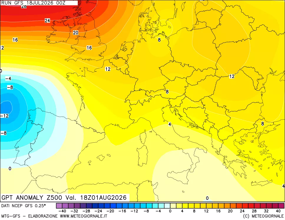mappa 500 hPa GPT Anomaly vs Cli.No 1981-2010