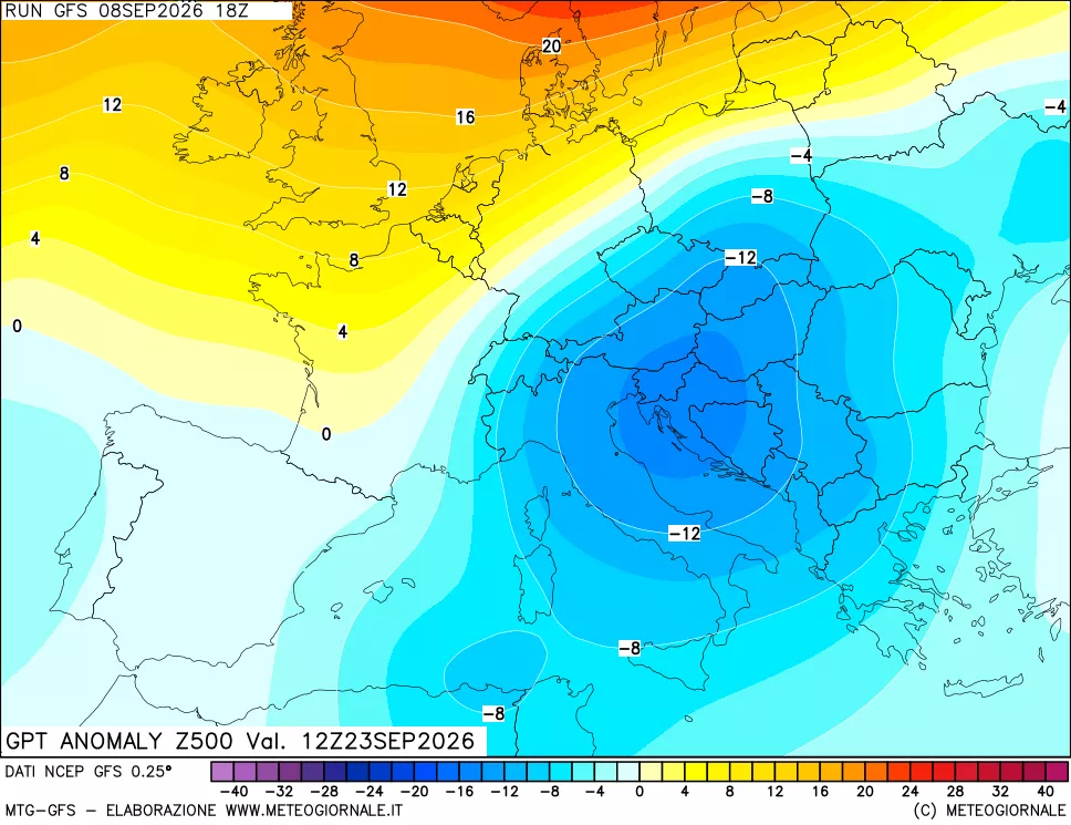 mappa 500 hPa GPT Anomaly vs Cli.No 1981-2010