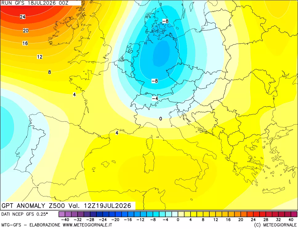 mappa 500 hPa GPT Anomaly vs Cli.No 1981-2010
