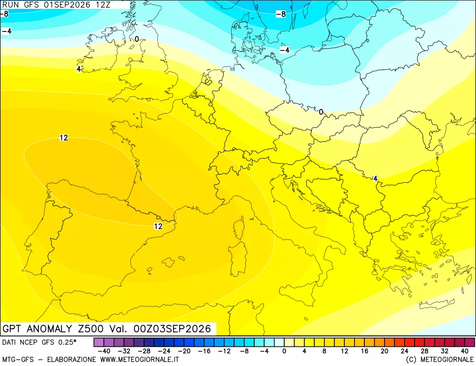 mappa 500 hPa GPT Anomaly vs Cli.No 1981-2010