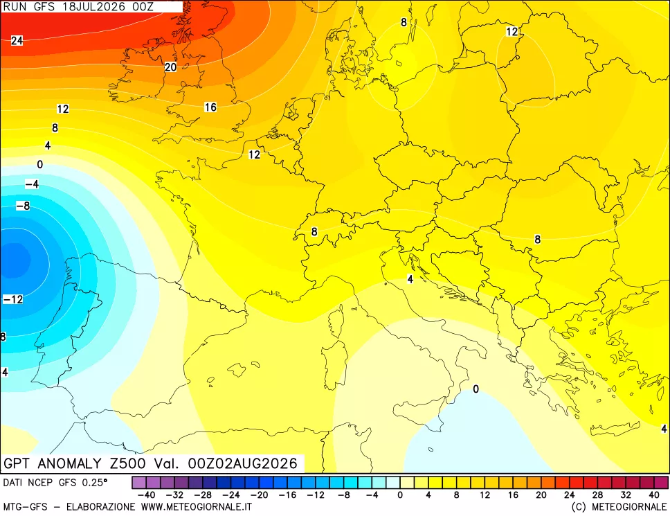mappa 500 hPa GPT Anomaly vs Cli.No 1981-2010