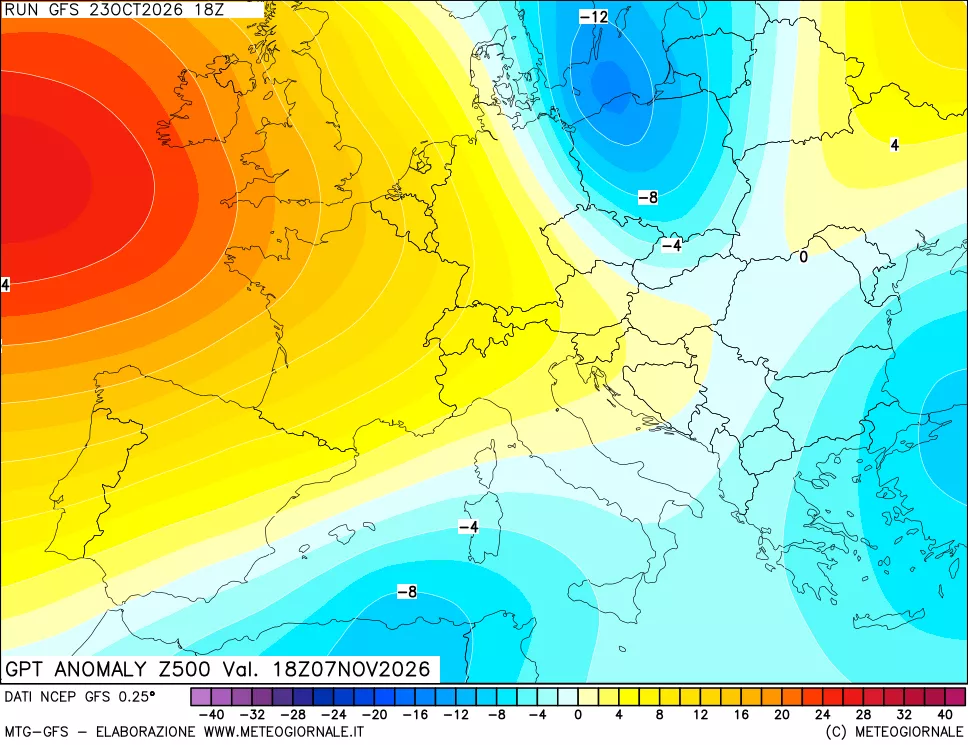 mappa 500 hPa GPT Anomaly vs Cli.No 1981-2010