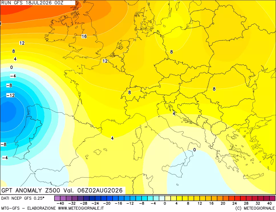 mappa 500 hPa GPT Anomaly vs Cli.No 1981-2010