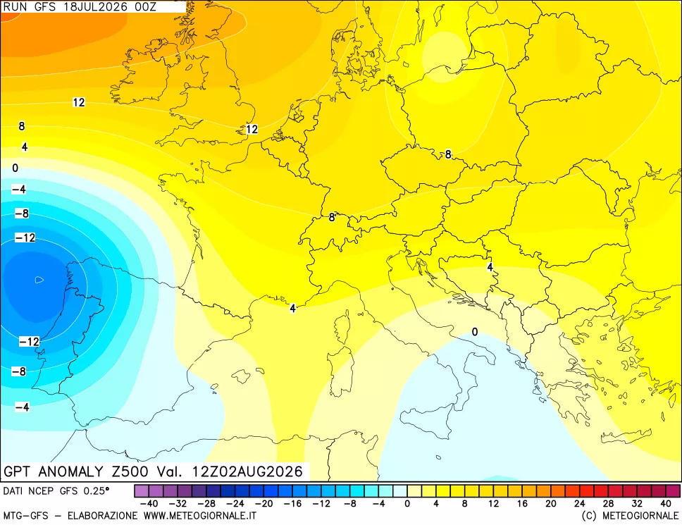 mappa 500 hPa GPT Anomaly vs Cli.No 1981-2010