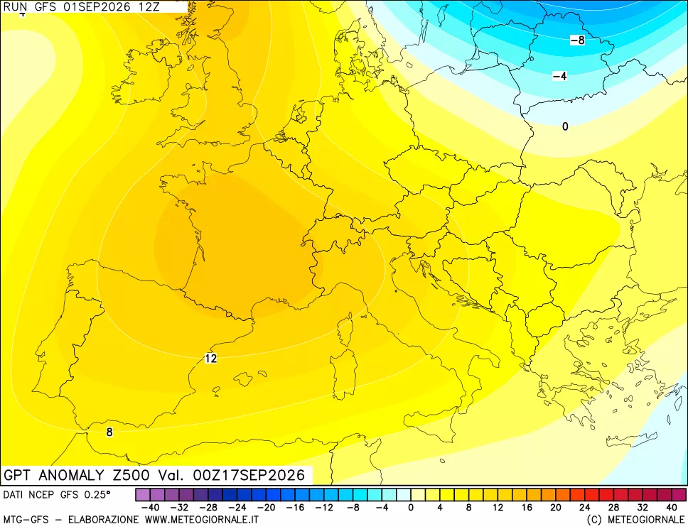 mappa 500 hPa GPT Anomaly vs Cli.No 1981-2010
