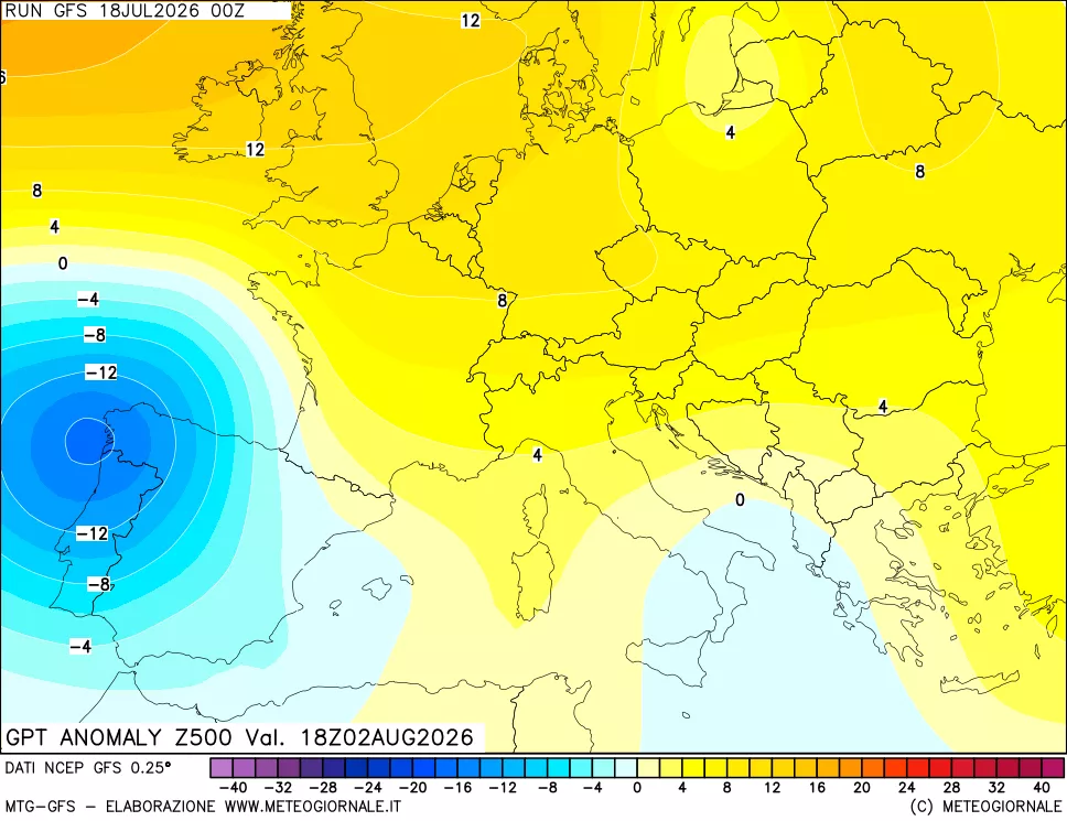mappa 500 hPa GPT Anomaly vs Cli.No 1981-2010