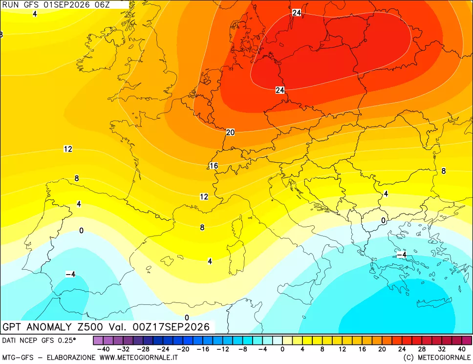 mappa 500 hPa GPT Anomaly vs Cli.No 1981-2010