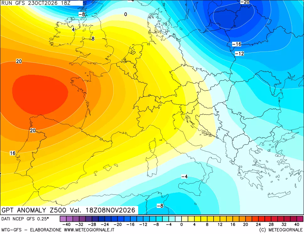 mappa 500 hPa GPT Anomaly vs Cli.No 1981-2010