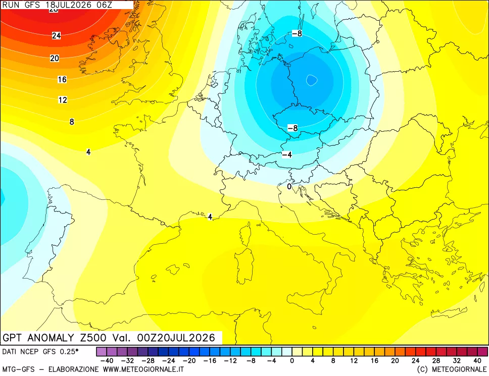 mappa 500 hPa GPT Anomaly vs Cli.No 1981-2010