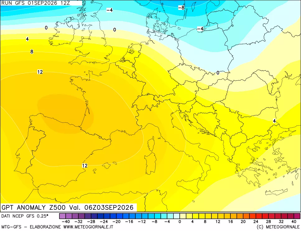mappa 500 hPa GPT Anomaly vs Cli.No 1981-2010