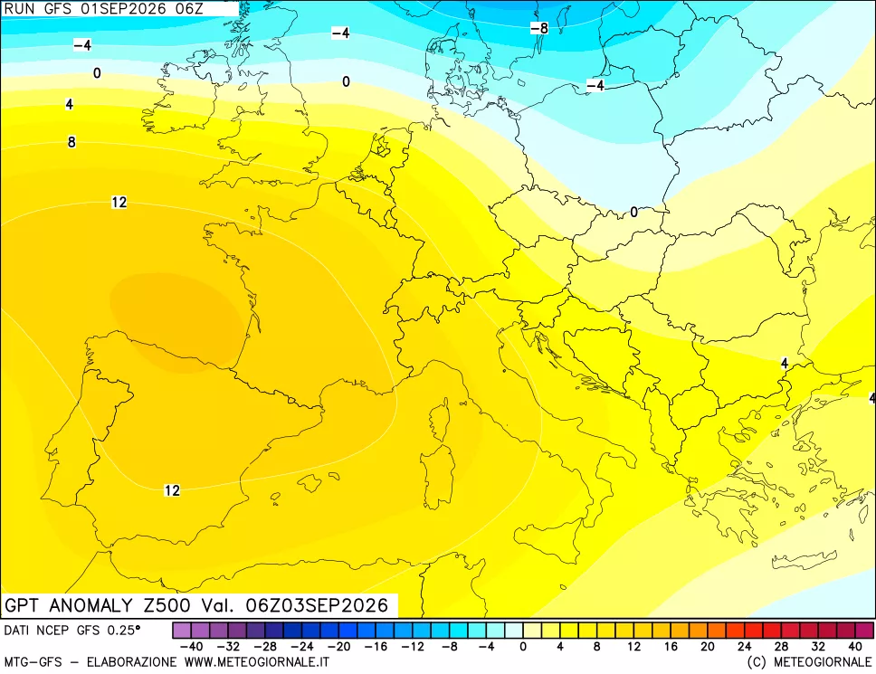 mappa 500 hPa GPT Anomaly vs Cli.No 1981-2010
