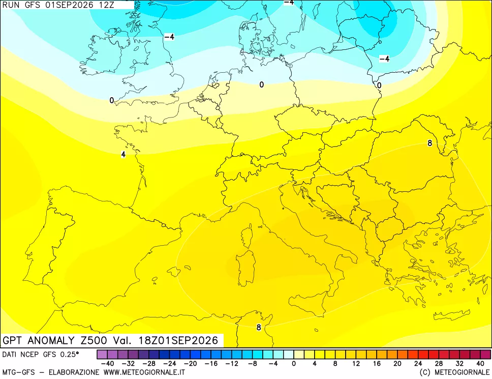mappa 500 hPa GPT Anomaly vs Cli.No 1981-2010