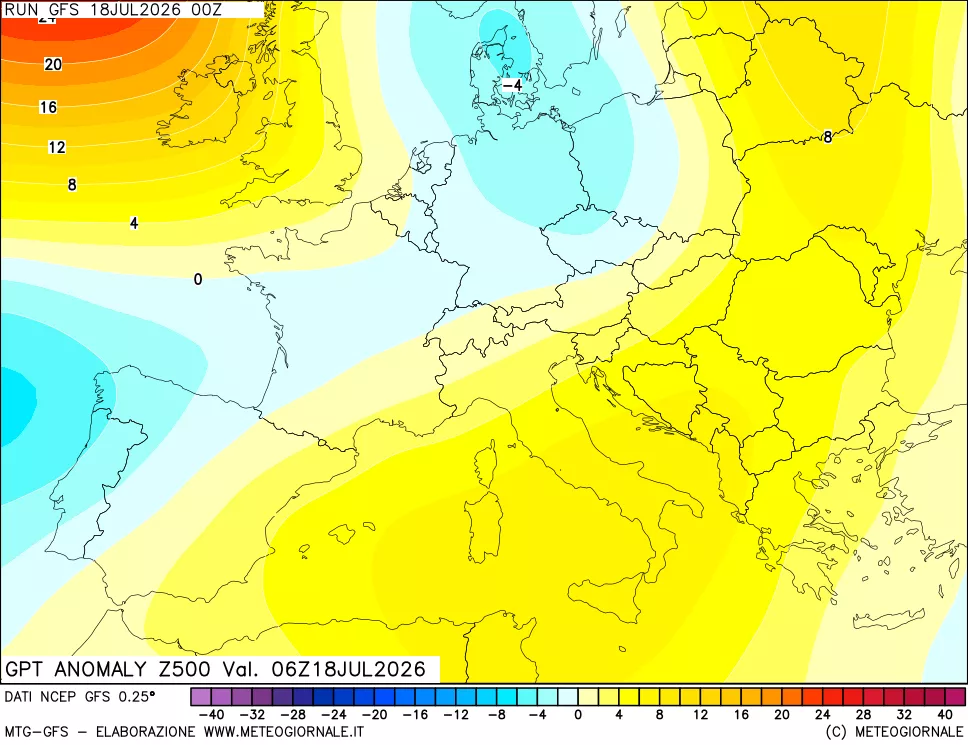 mappa 500 hPa GPT Anomaly vs Cli.No 1981-2010