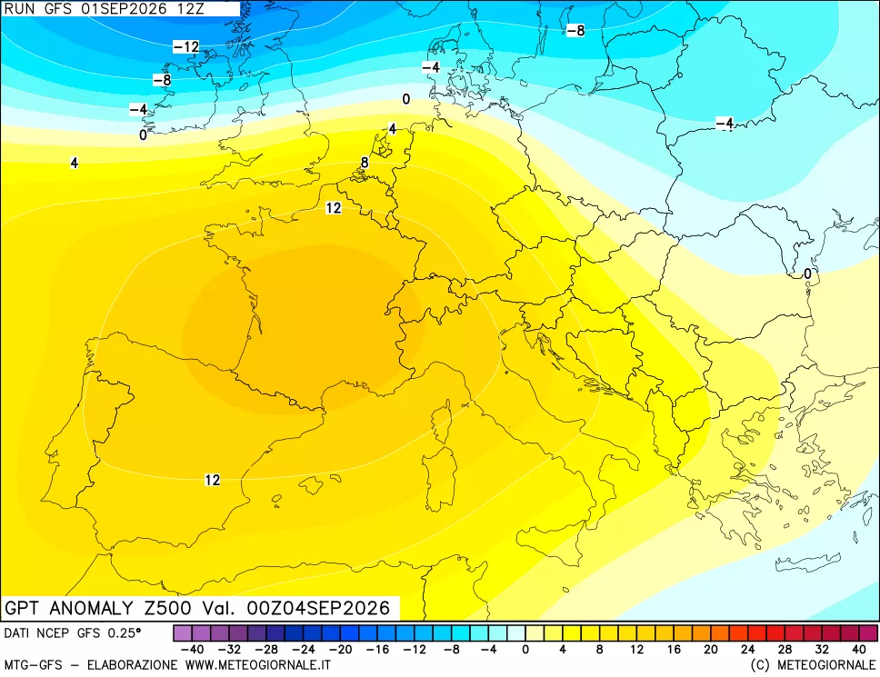 mappa 500 hPa GPT Anomaly vs Cli.No 1981-2010